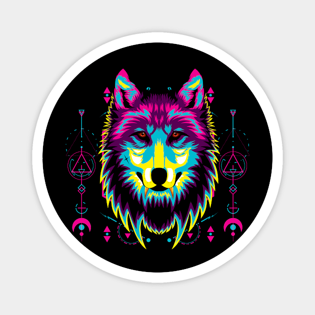 wolf popart head Magnet by SHINIGAMII